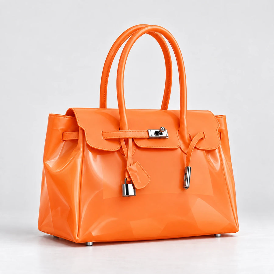 Jelly Firkin Bag in Tangerine, angle