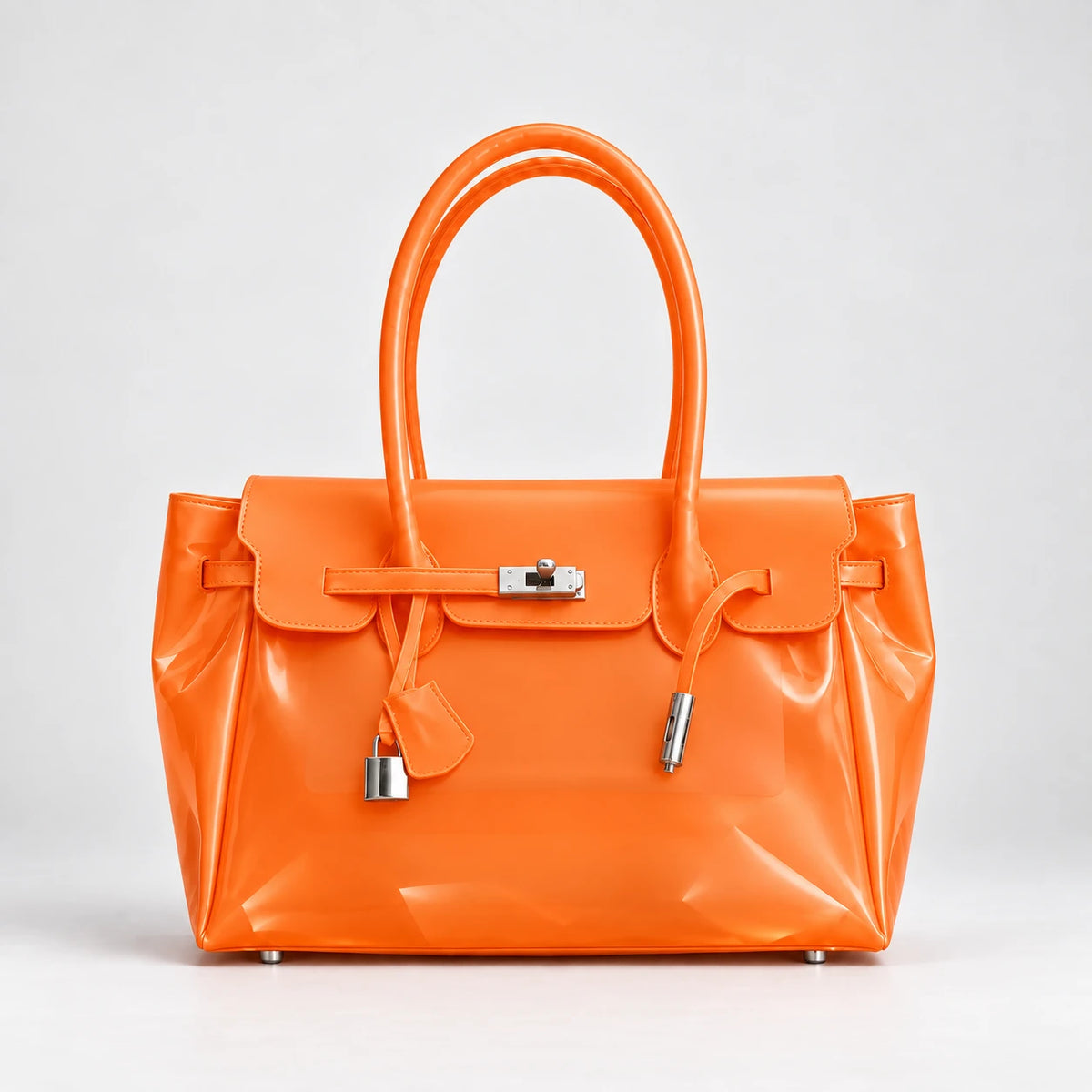 Medium Jelly Firkin Bag in Tangerine, detail