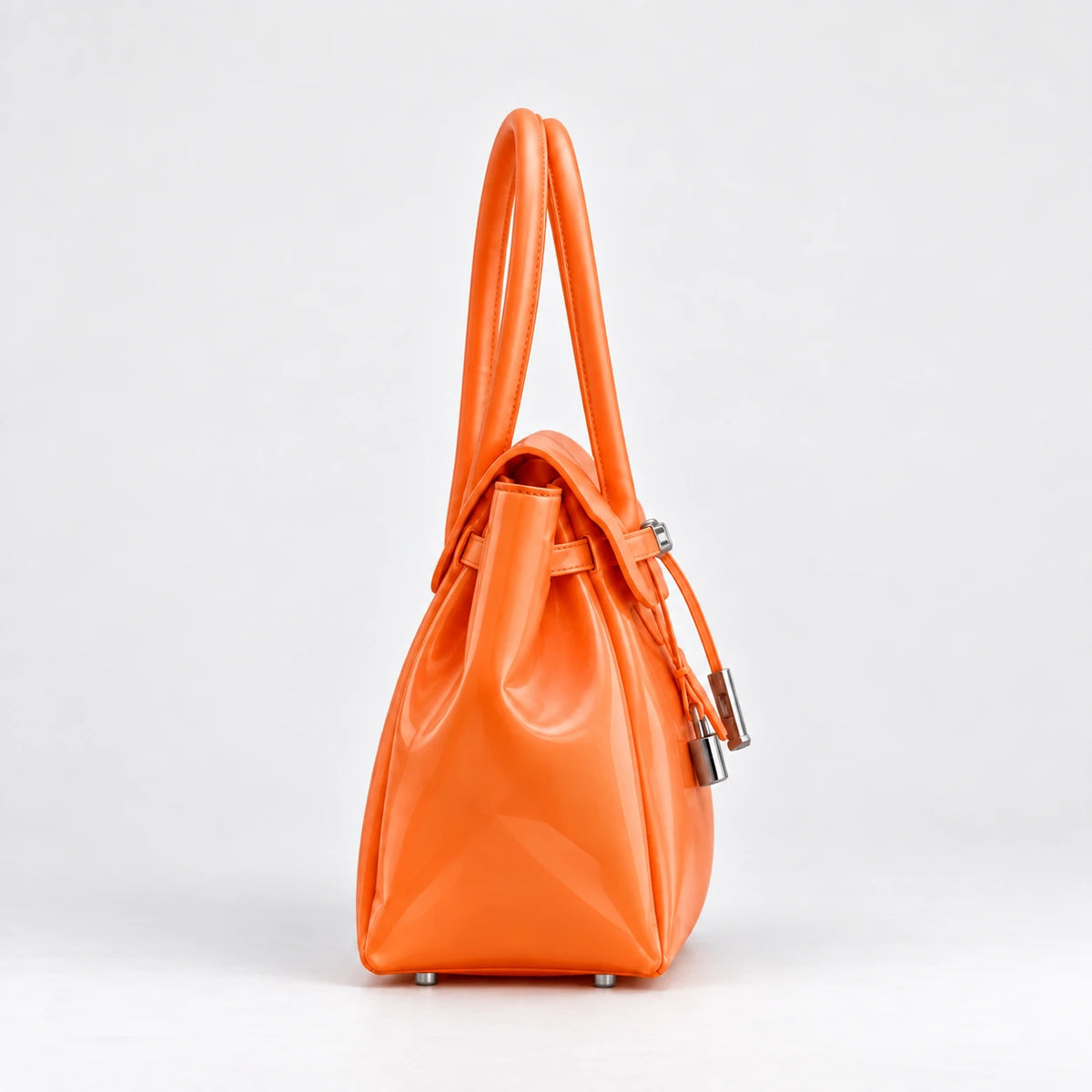 Large Jelly Firkin Bag in Tangerine, side
